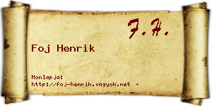 Foj Henrik névjegykártya